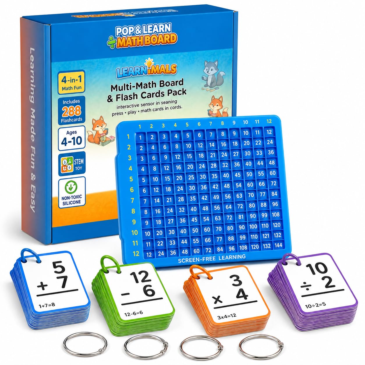 Math Flash Cards for Kids Ages 4+ – Addition, Subtraction, Multiplication & Division Learning Game – Educational Toy for Early Math Skills, Homeschool & Classroom Use
