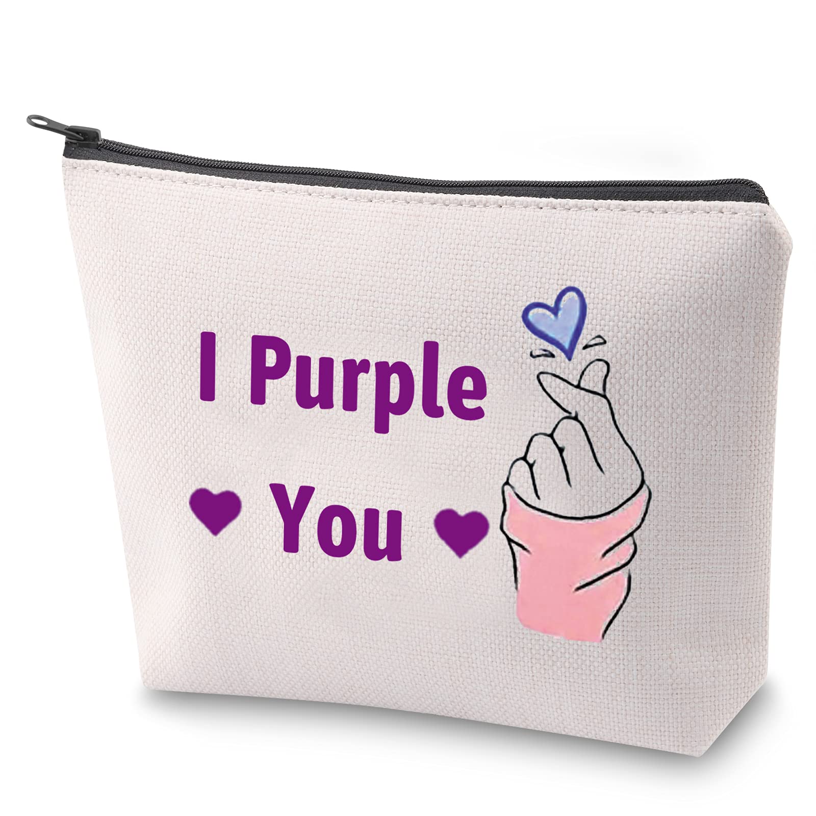 ZJXHPO I Purple You Makeup Bag Fans Gift Kpop Makeup Zipper Pouch Bag Gift for K-pop Lover Travel Case (I Purple You)