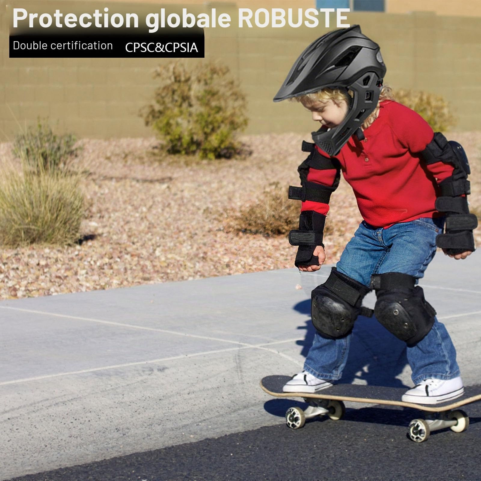 Casque Intégral pour Enfants, Casque de Vélo pour Filles et Garçons, Casque de Motocross pour Jeunes Enfants, Casque Intégral de Moto, Vélo de Montagne, Casque de Cyclisme, (Noir)