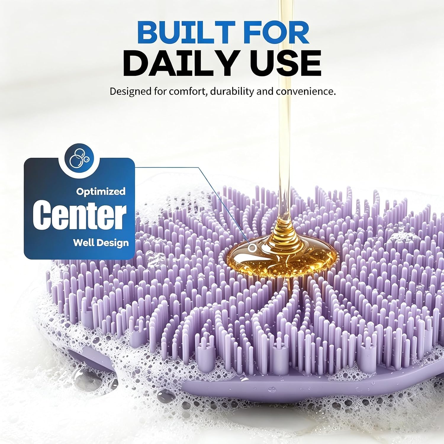 Silicone Body Scrubber 2 Counts, Exfoliating Brush(Black+Purple)