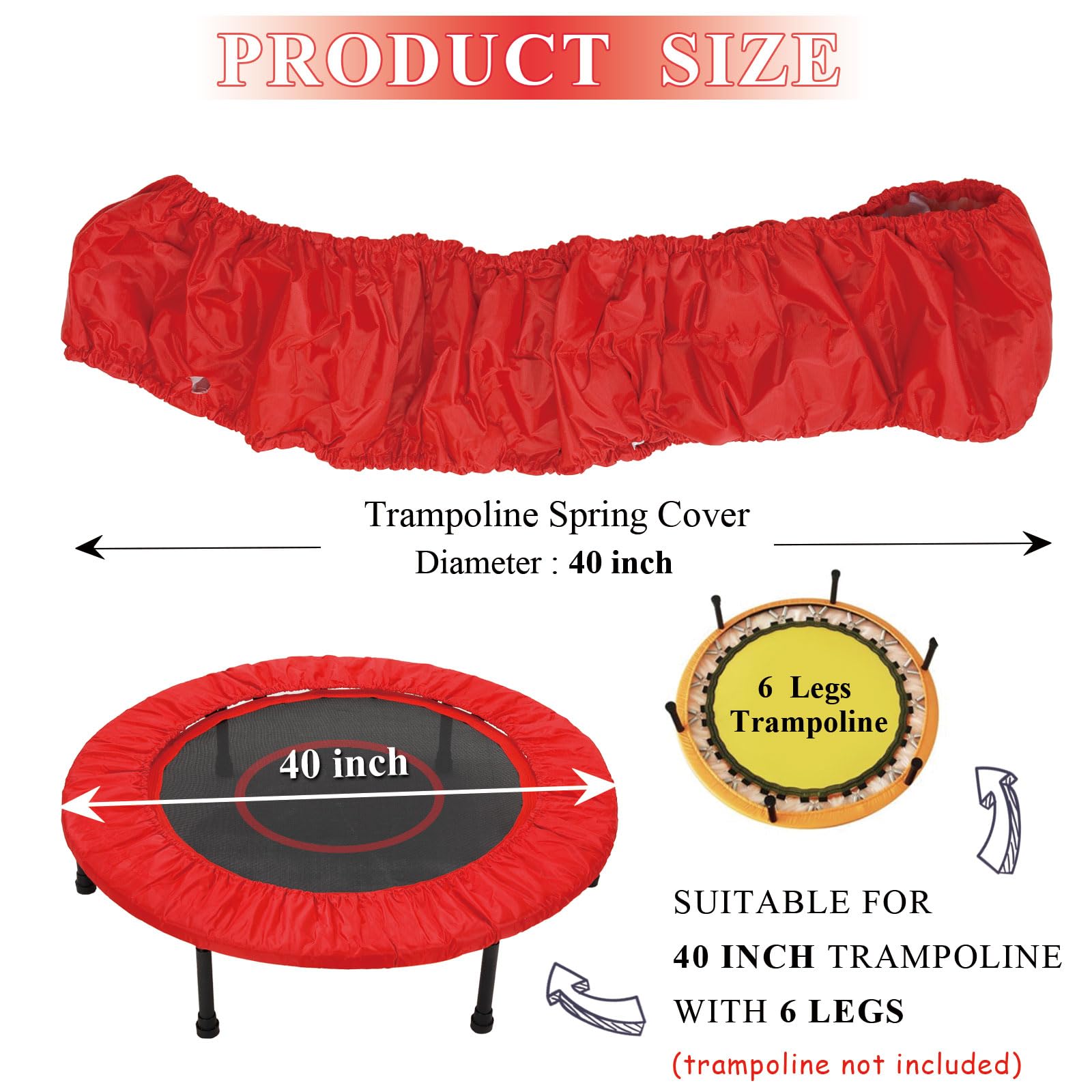 XATAMIO Mini Trampoline Spring Cover,36 38 40 48 60 Inch Round Trampoline Cover Replacement,600D Thickened Oxford Cloth Tear-Resistant, for Small Trampoline Frame, Cover Only