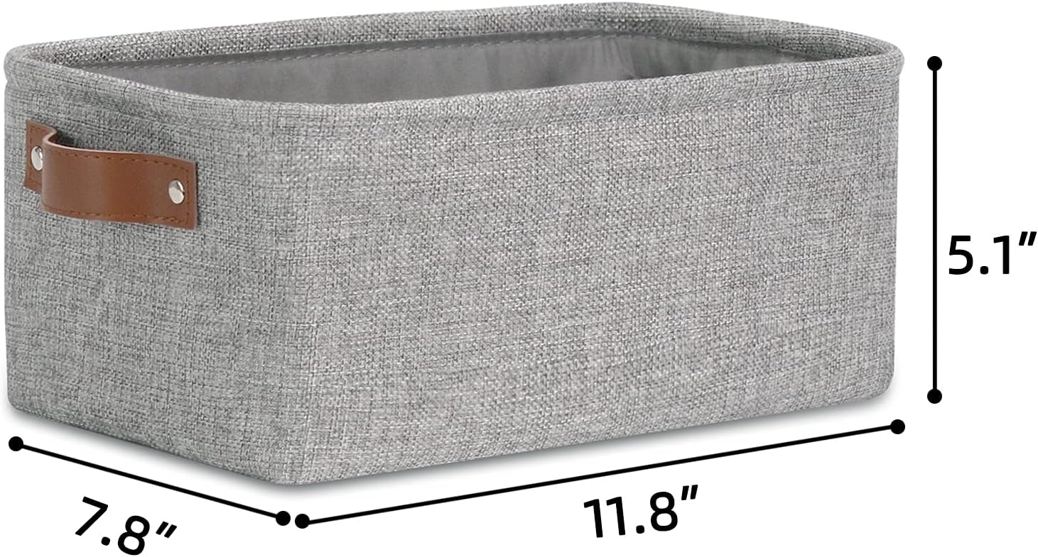 DULLEMELO Small Collapsible Fabric Basket for Organizing, Shelves, Closets, Laundry, Nursery, Decorative Gift Basket (Gray) image 4