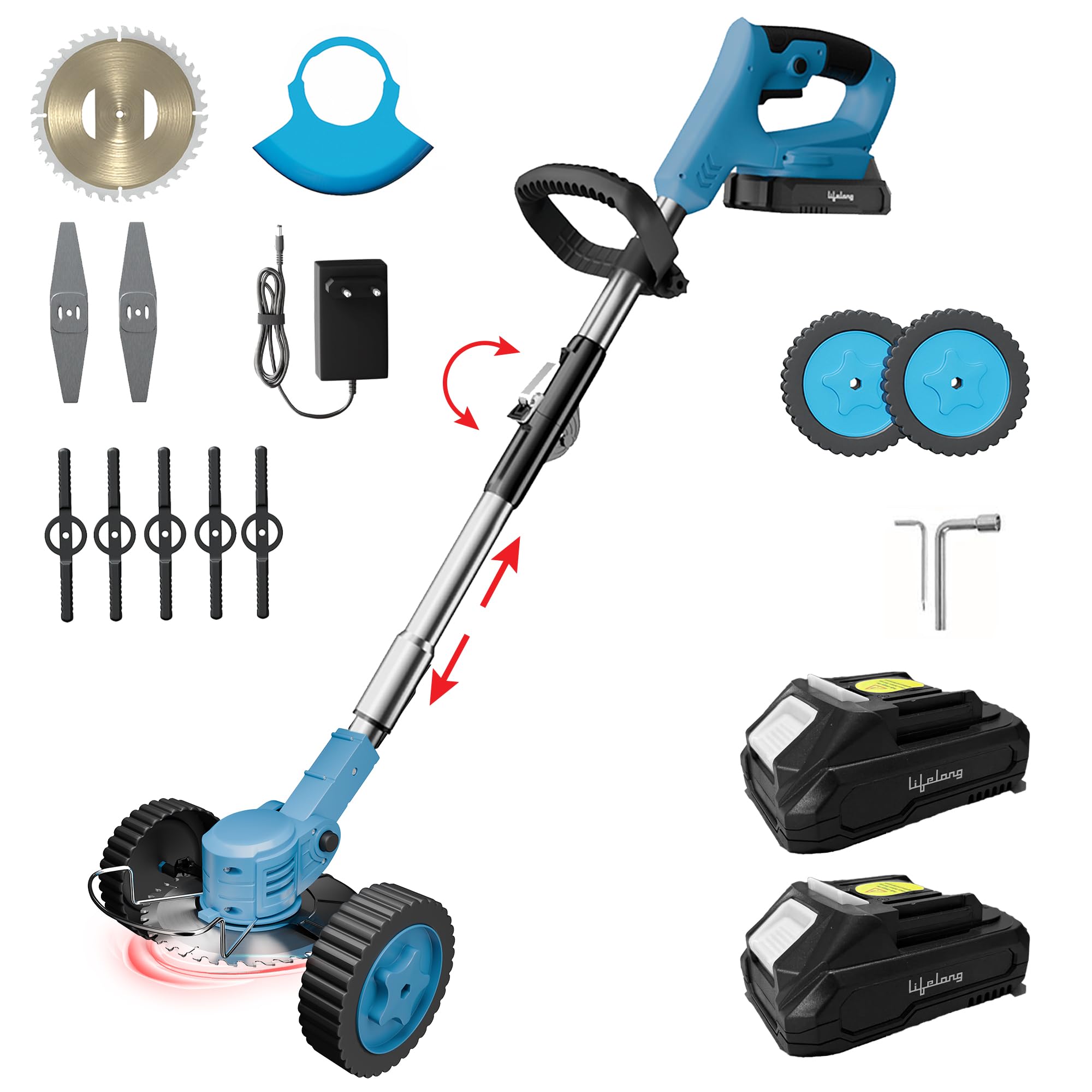 Lifelong Cordless Grass Cutter 21V | 25cm Cutting Width | 2-in-1 Lawn Mower & Trimmer | 2X Rechargeable Battery | Adjustable Height | Wheels & Foldable Handle | Heavy-Duty Blades | Garden & Farm Use-image-33