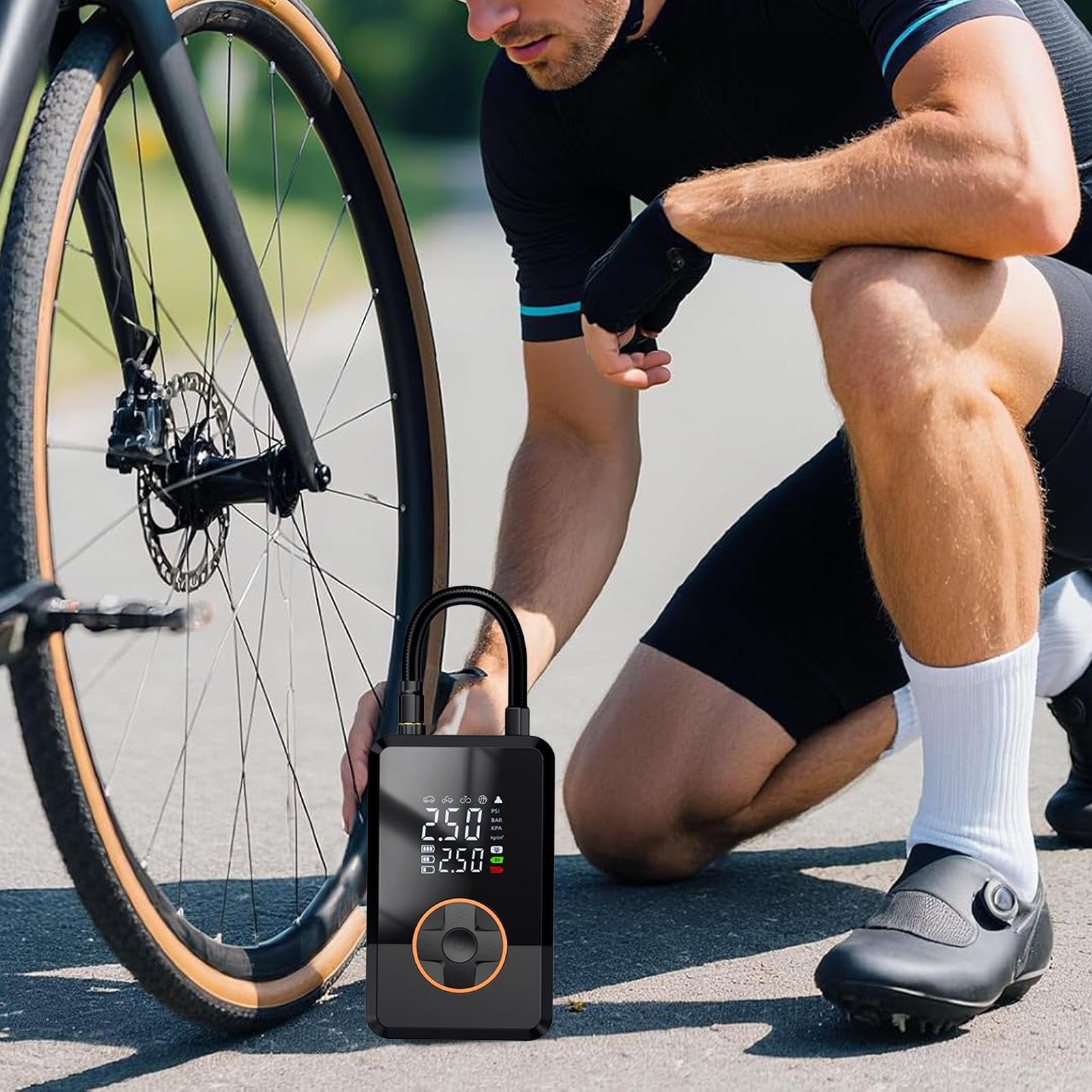 Gonfiapneumatici Portatile Gonfiaggio Rapido con Arresto Automatico | Compressore D'Aria Portatile Per Auto Per Palloni Da Basket Motocicli Biciclette Palloni SUV Berline Camion Principianti