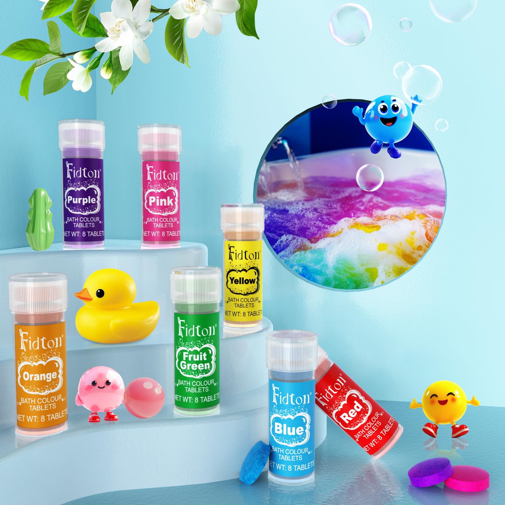 Boules de Bain - 160 Comprimés de Boule de Bain, de Qualité Alimentaire, Doux pour la Peau, Bath Colour Tablets pour le Bain Moussant, la Teinture des Œufs - 7 Couleurs Vives