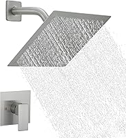 Vista 8 de Homevacious Sistema de ducha de lluvia de 12 pulgadas, color negro mate, mezclador de lujo, juego combinado de ducha montado en la pared, grifo