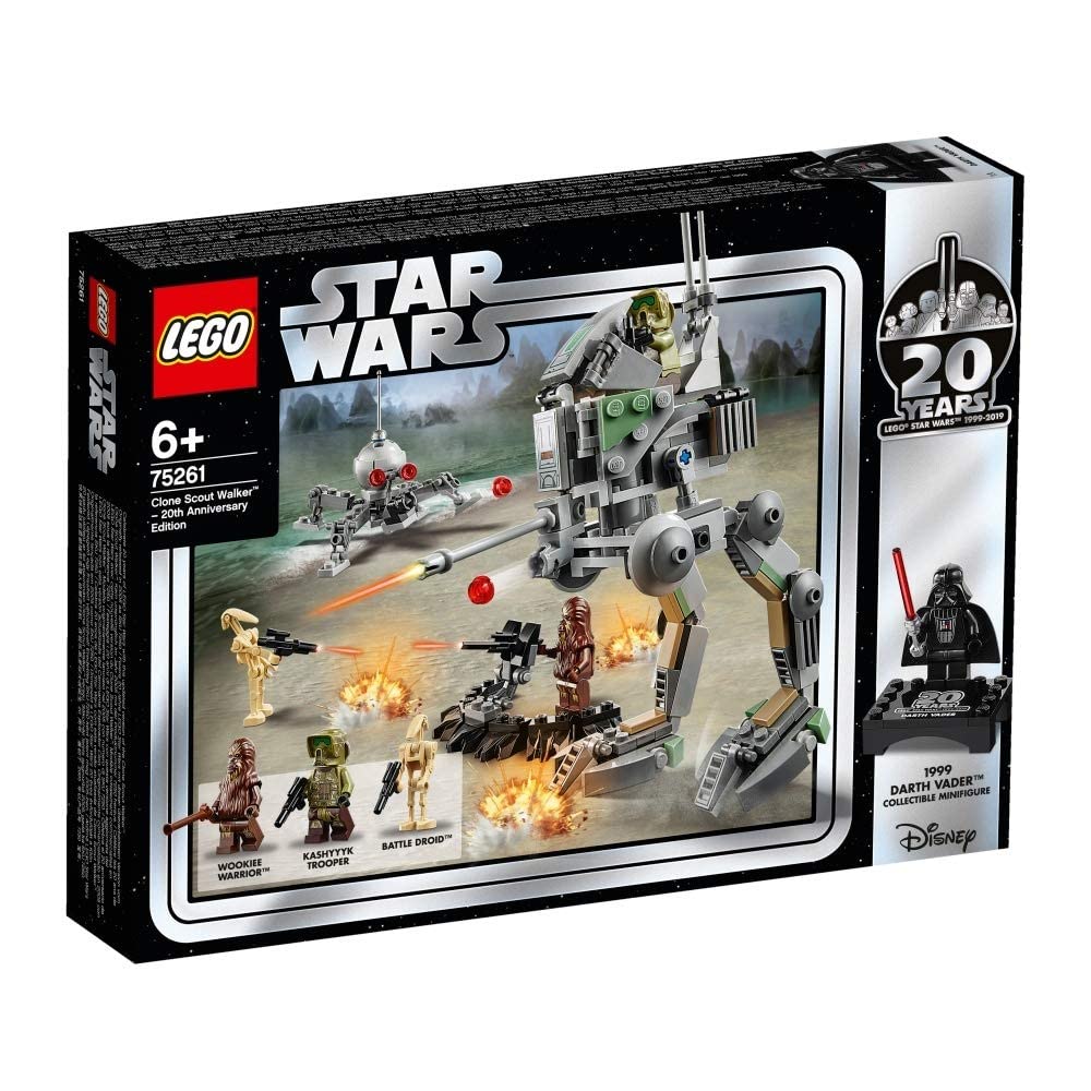 LEGO Star Wars Clone Scout Walker, Edizione 20° Anniversario, con Trooper di Kashyyyk, Wookiee e Minifigure di Darth Vader, Rappresentazione della Versione Originale del 1999, Set di Costruzioni 75261