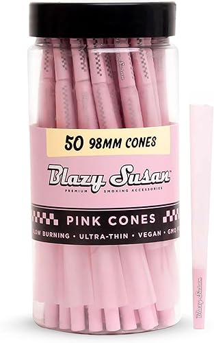 Blazy Pink Cones Paquete de 50 unidades | Conos para enrollar rosados | Veganos y de combustión suave | Accesorios para fumar de calidad Blazy Susan