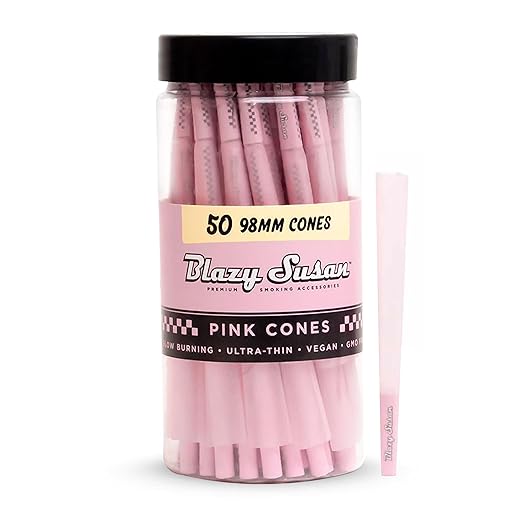 Blazy Pink Cones 50ct Pack | Pink Rolling Cones | Vegan & Smooth Burning | Blazy Susan Quality Smoking Accessories