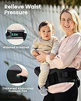 Vista 5 de GROWNSY Portabebés ultra cómodo con asiento de cadera, seguridad mejorada, soporte manos libres para recién nacidos a niños pequeños (0-50 libras)