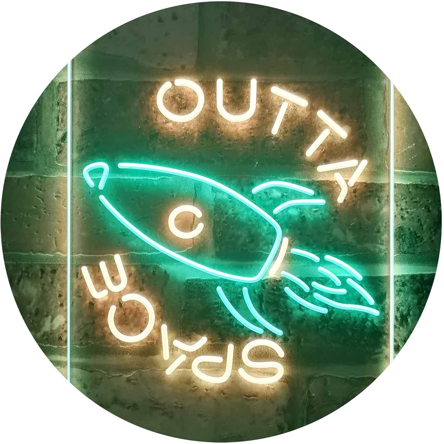 ADVPRO Rocket Shuttle Ship in Outta Space Dual Color LED Neon Sign Green & Yellow 8.5" x 12" st6s23-i3251-gy