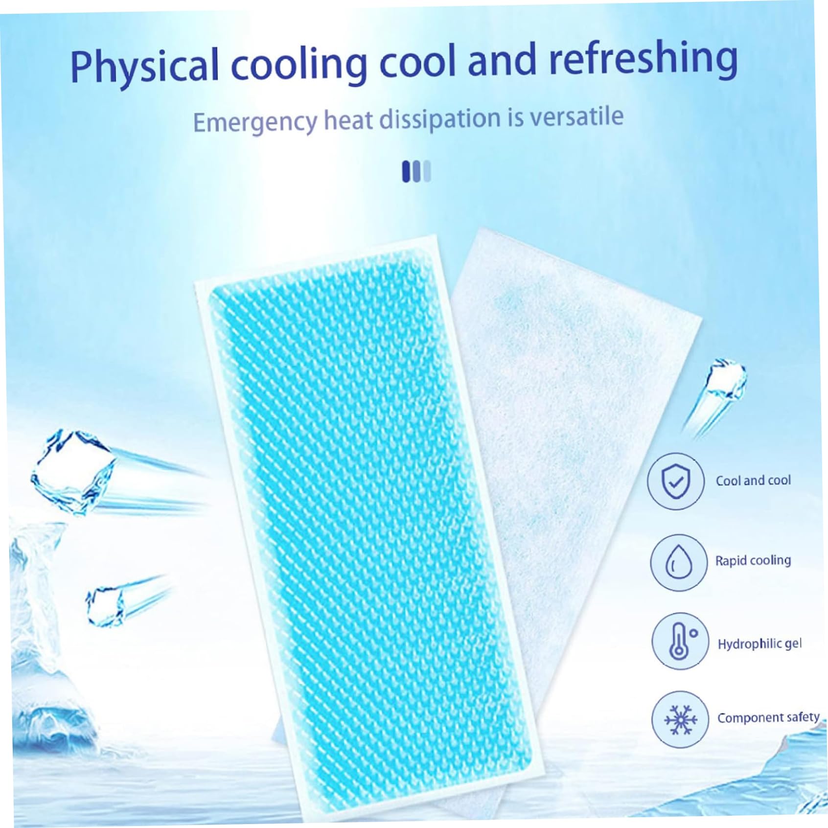 Cooling Patcher 100 piezas de parche de fiebre larga de enfriamiento instantáneo para niños Paquete de hielo de gel listo para usar para dolor de cabeza, fiebre, alivio del dolor, migraña, d