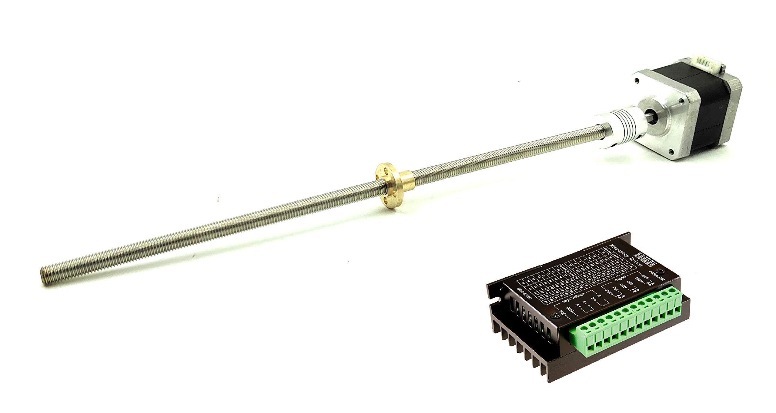 INVENTO 1pcs Nema 17 4.2 Kg-cm Stepper Motor + TB6600 Stepper Driver + Flexible coupling + 800mm M8 8mm 1.25mm Pitch Threaded Rod + Brass Nut For DIY-picture-24