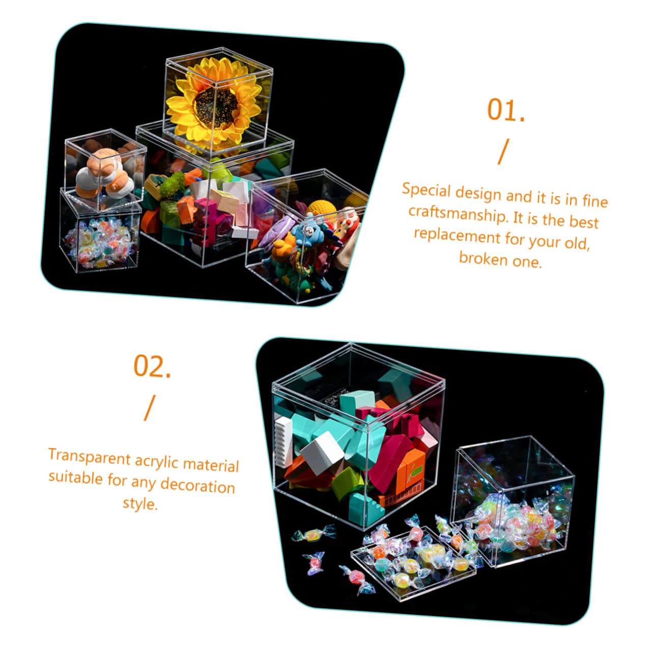 Mikinona 12piezas Caja de Almacenaje Transparente Tapa Vitrina para Dulces y Coleccionables Organizador de Objetos Pequeños de Almacenamiento Seguro y Fácil de Transportar