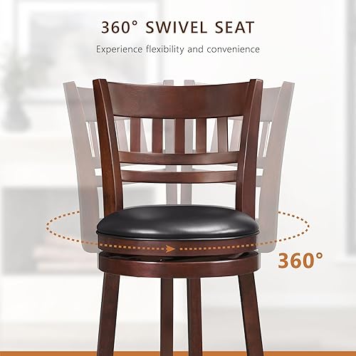 Miniatura 35 de Homelegance Contador giratorio de altura, taburetes para sillas de bar de isla de cocina, asiento acolchado de piel sintética negra (desplazamiento
