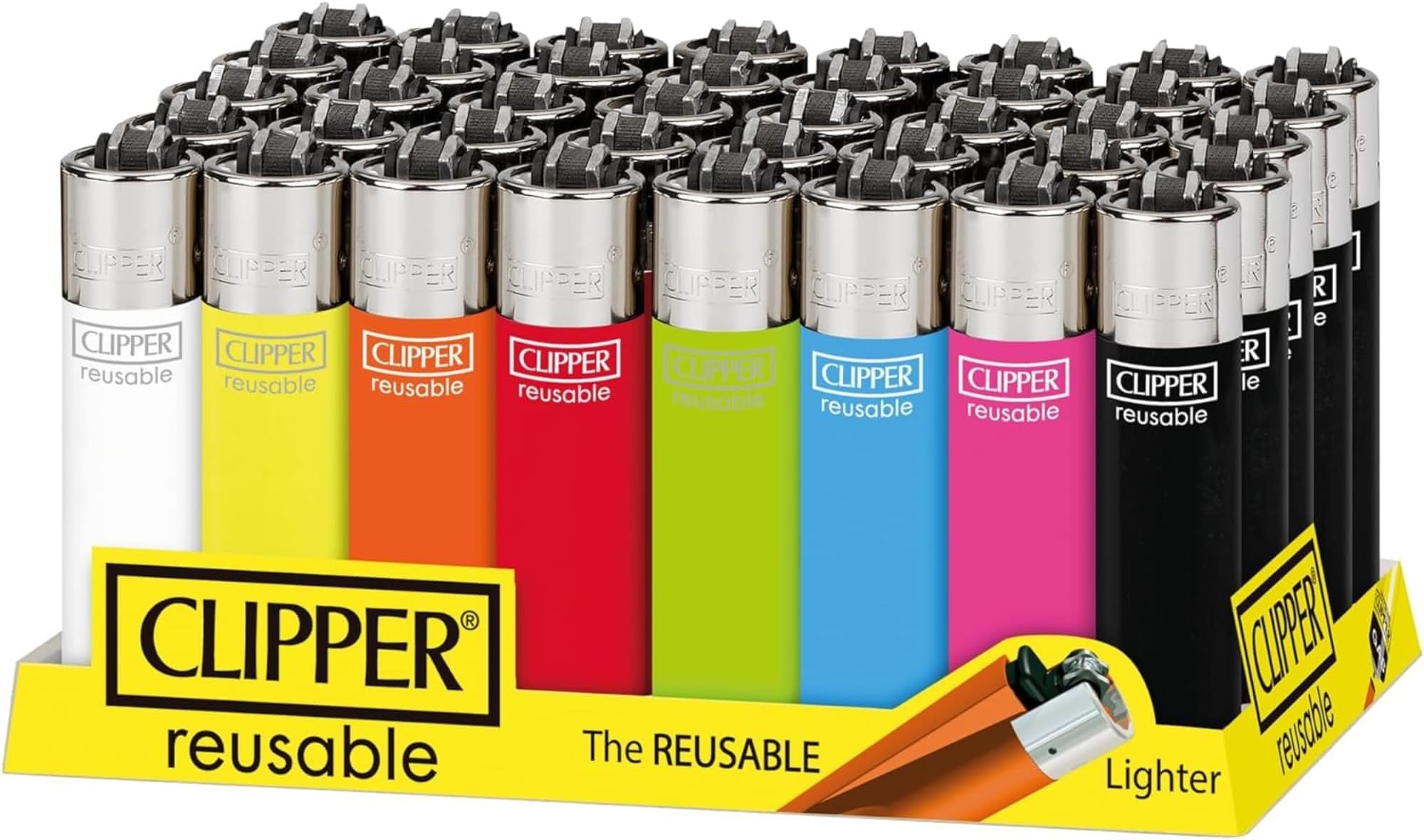 Clipper Lighter Solid Colors Refillable With Refillable Flint - Pack of 10 & 40 (10)