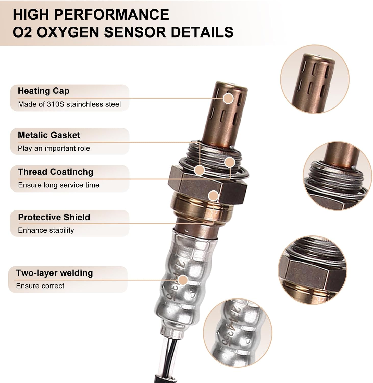Oxygen O2 Sensor Upstream and Downstream Fits for Honda Accord 3.0L 03-07, Ridgeline 06-08, for Acura MDX TL 03-06, for Pilot EX LX SE-L EX-L 05-08 3.5L, Replace 234-5010, 234-4355, 234-4368
