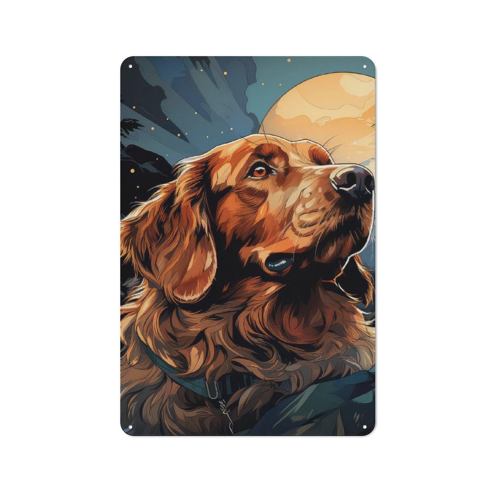 Junmoney Golden Retriever Dog Vintage Tin Wall Plaque 30X20cm For Café Or Restaurant, A Decorative Christmas Gift For Café Owners And Decorators
