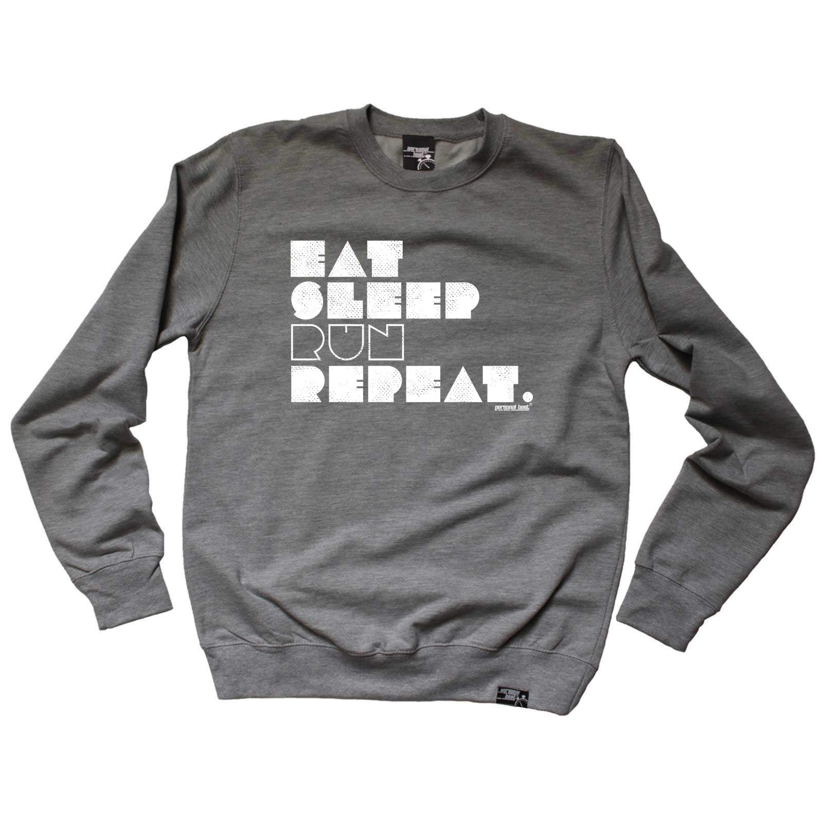 Personal Best Running Training Fitness Running Gym Fashion Running Sweatshirt - Sleep Run Repeat - Sweater Jumper