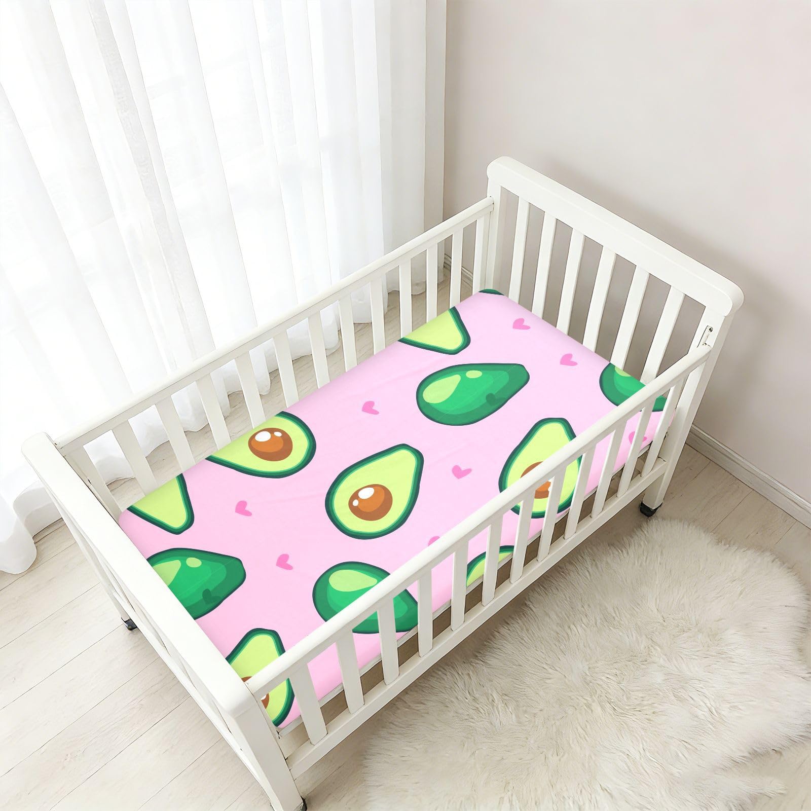Babybettlaken mit Avocado-Muster, Baumwolle, Spielardlaken, ultraweich, für Kinderzimmer, 1 Stück