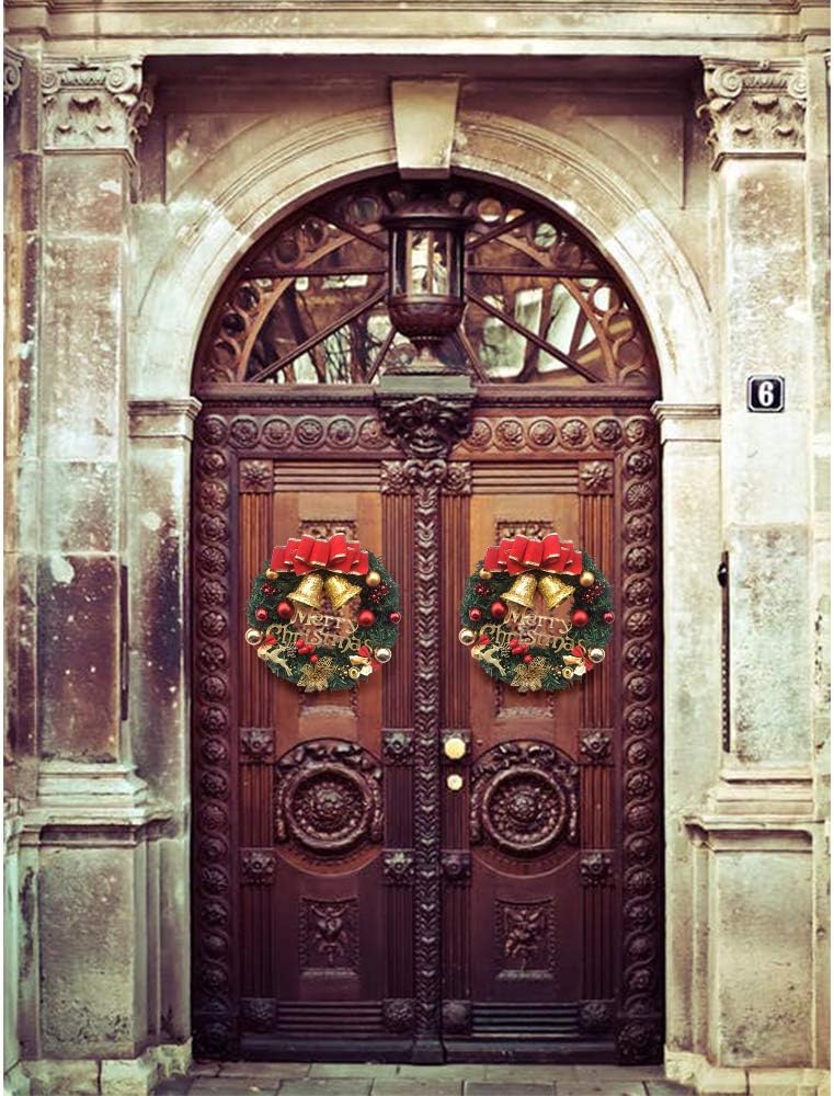 Christmas Wreath Merry Christmas Front Door Ornament Wall Artificial Pine Garland for Party Décor 13 Inches - Image 8