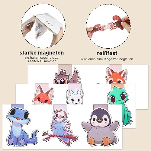 Miniatura 7 de Cute Magnetic Bookmarks, Animals Book Page Markers, Book Marks for Kids Book Lovers Students Teachers Reading