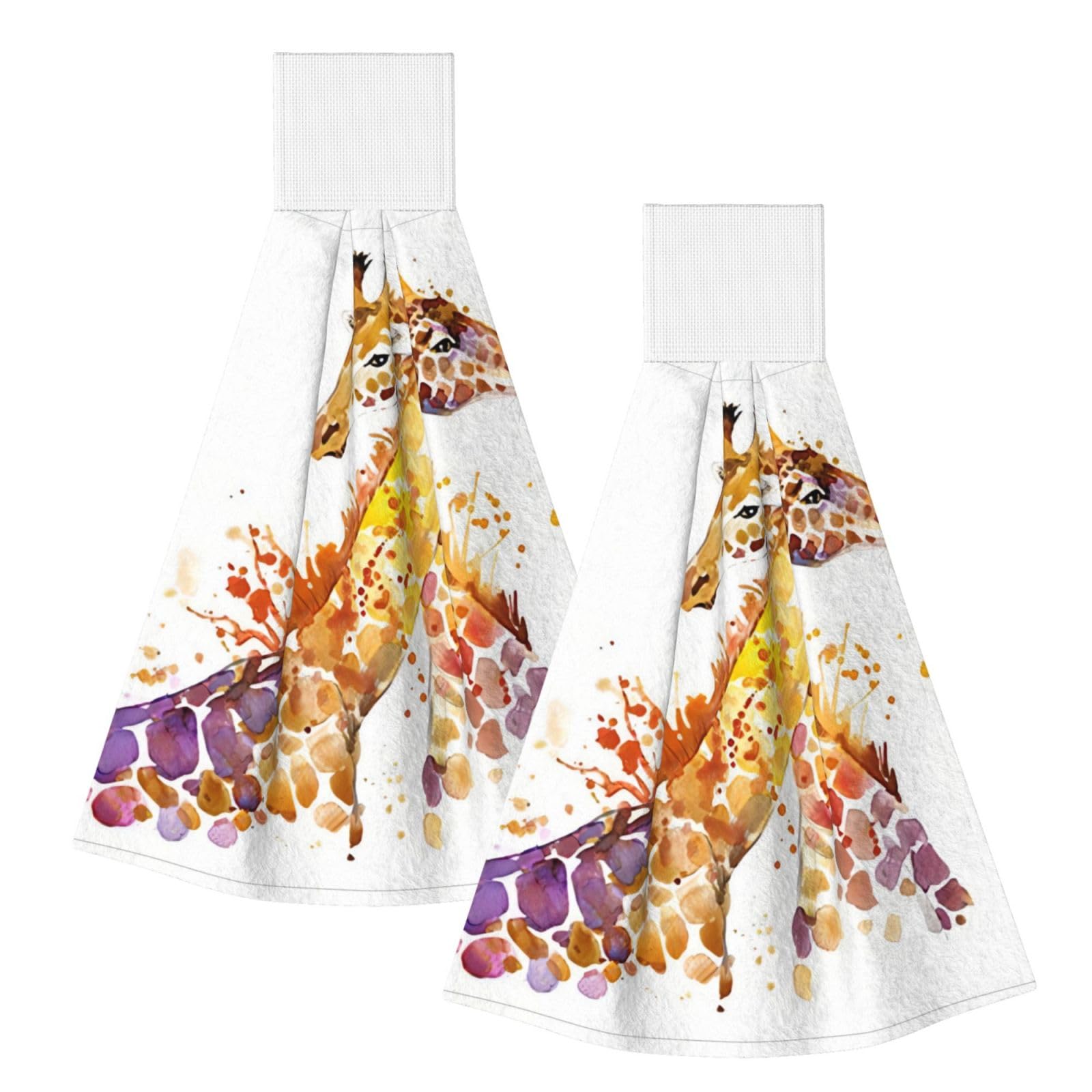 Watercolor Giraffes Highly Absorbent Dish Towels Soft Coral Fleece Wipe