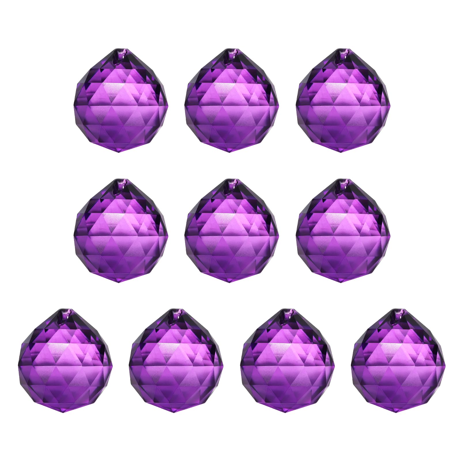 YELARXI Crystal Ball Prisms, Sun Catcher Hanging Prism Sun Catcher Pendant 24mm / 0.94Inch & 10 Pack & Violet-Fitting for (Outdoor/Indoor/Windows/DIY Decor/Feng Shui/Chandelier)