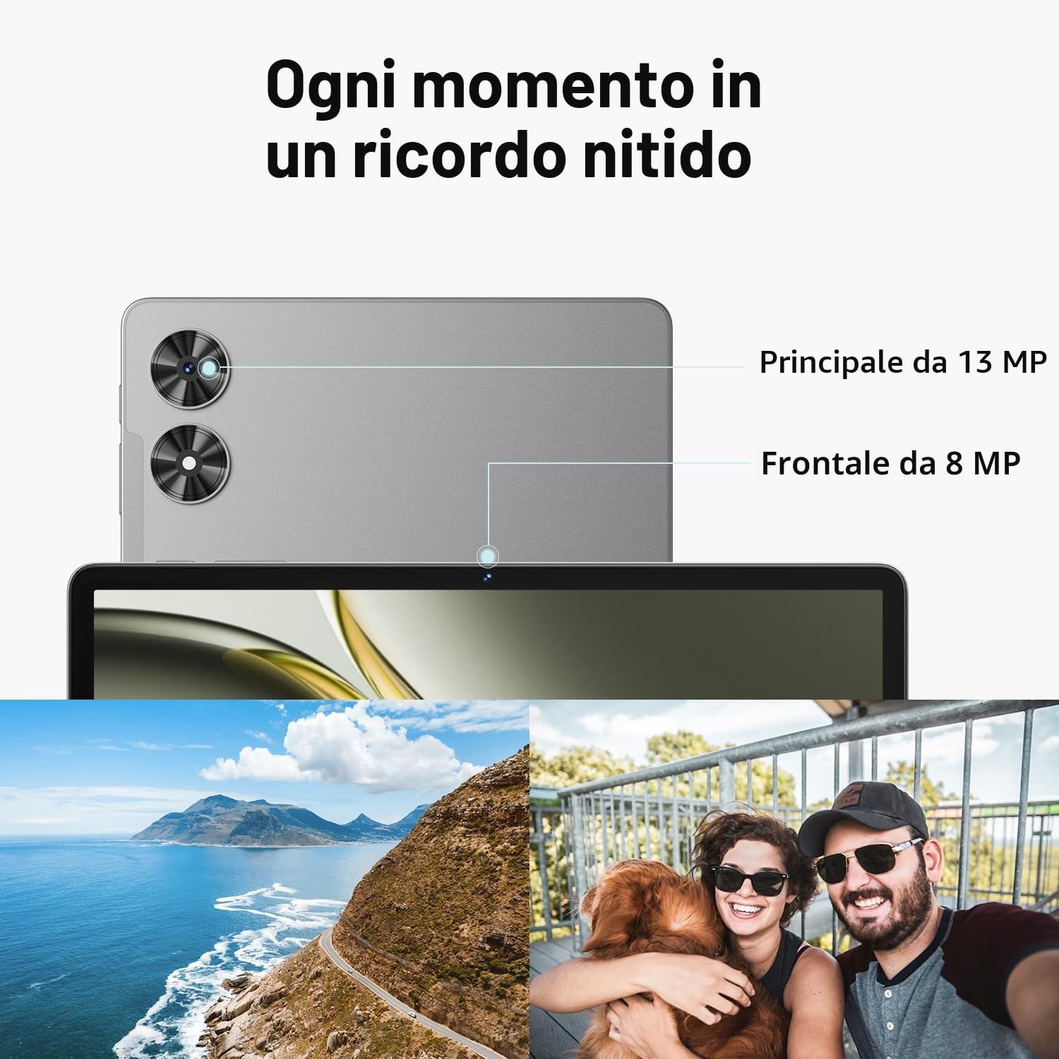 Tablet 11 pollici con custodia, sistema Android 16 con Gemini AI, 20 GB RAM + 128 GB ROM (espandibile a 1 TB), display 90 Hz, Unisoc T7250 Octa Core, 13 MP + fotocamera 8 MP, Face ID, Widevine L1
