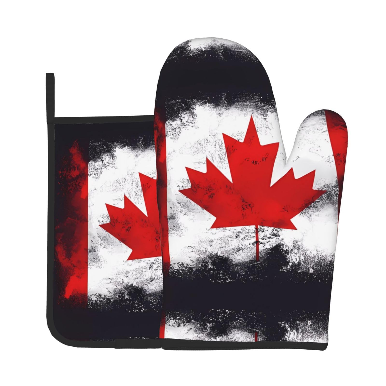 Oven Mitts and Potholders Set of 2 for Kitchen Baking Cooking GrayCanadian Flag Thick and Durable