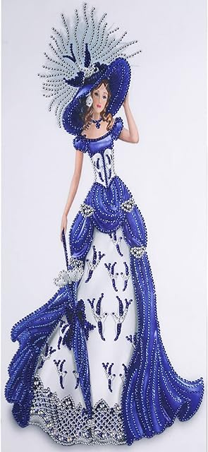 5D Diamond Art Painting Kits Dress Lady Full Round Drill Elegant Lady Diamond Art Painting Gem Art Craft for Home Wall Decor Gift Adults and Kids 12 x 24 inch (Bule Dress)