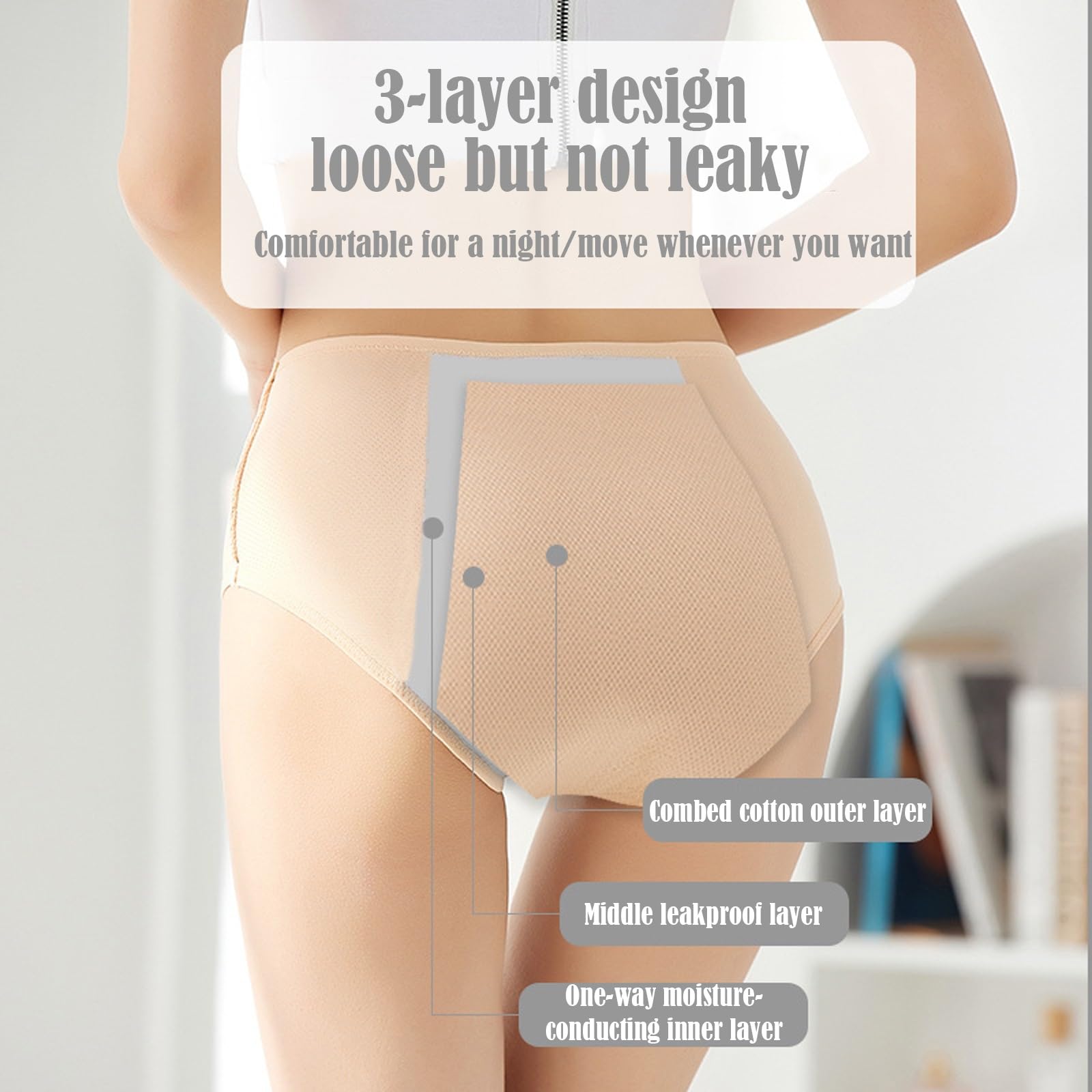 Ropa Interior cómoda y discreta a Prueba de Fugas, Bragas de Cintura Alta for incontinencia Menstrual, Bragas for Mujeres Mayores de 60 años(Mix,2X-Large)