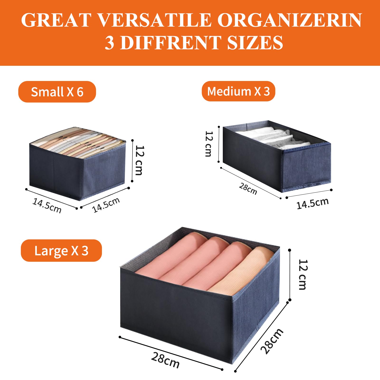 Set 8 Organizer Cassetti Pieghevoli Per Intimo, Calzini E Reggiseni - Divisori Tessuto Salvaspazio - Foto 3