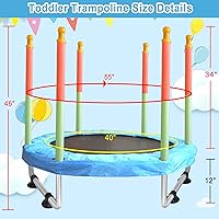Vista 6 de Toddler Trampoline for Kids Ages 1-8, 55'' Small Trampoline with Safety Enclosure Net, Indoor & Outdoor Baby Mini Trampolines, No-Gap Safe Design