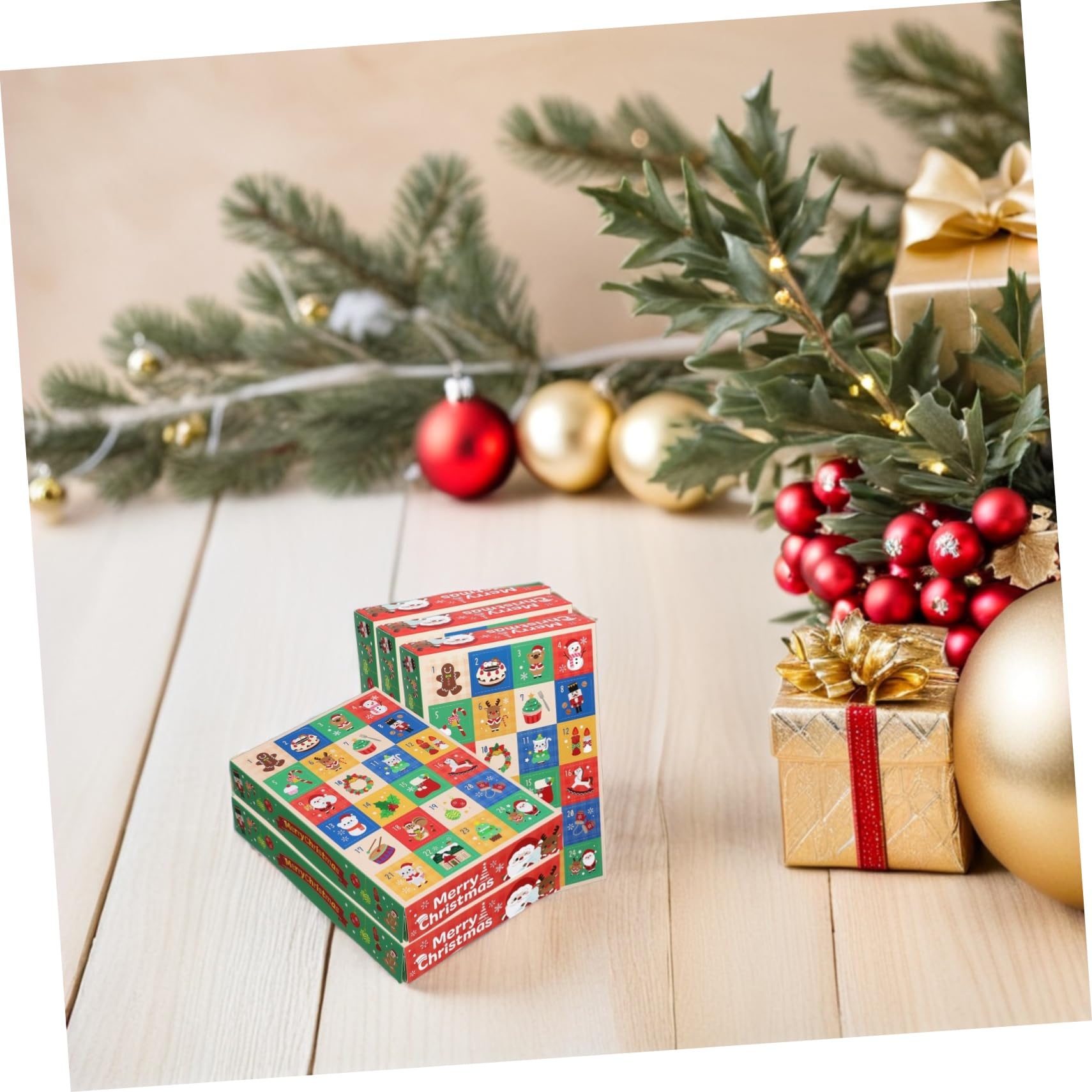 5pezzi Scatole Vuote di Carta per Calendario Avvento Natalizio Regalo per Conto alla Rovescia Scatole Fai da Te per Vacanze Custodia per Regali di Natale Bomboniere Natalizie