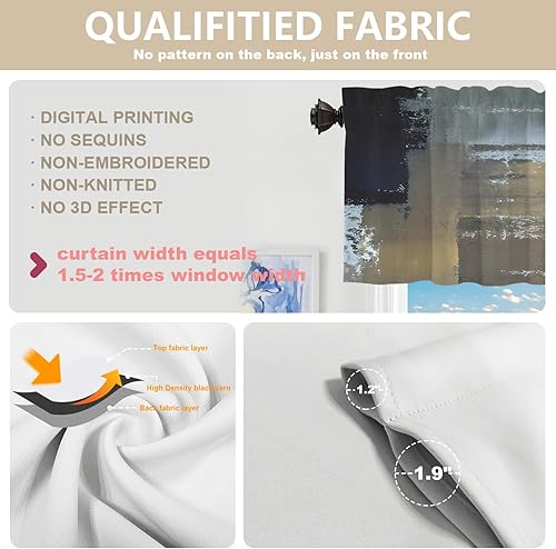 Miniatura 375 de Cenefas de cocina modernas con patrón de cobre marrón dorado para ventanas, cenefas opacas abstractas de marcas de arañazos y cortinas opacas