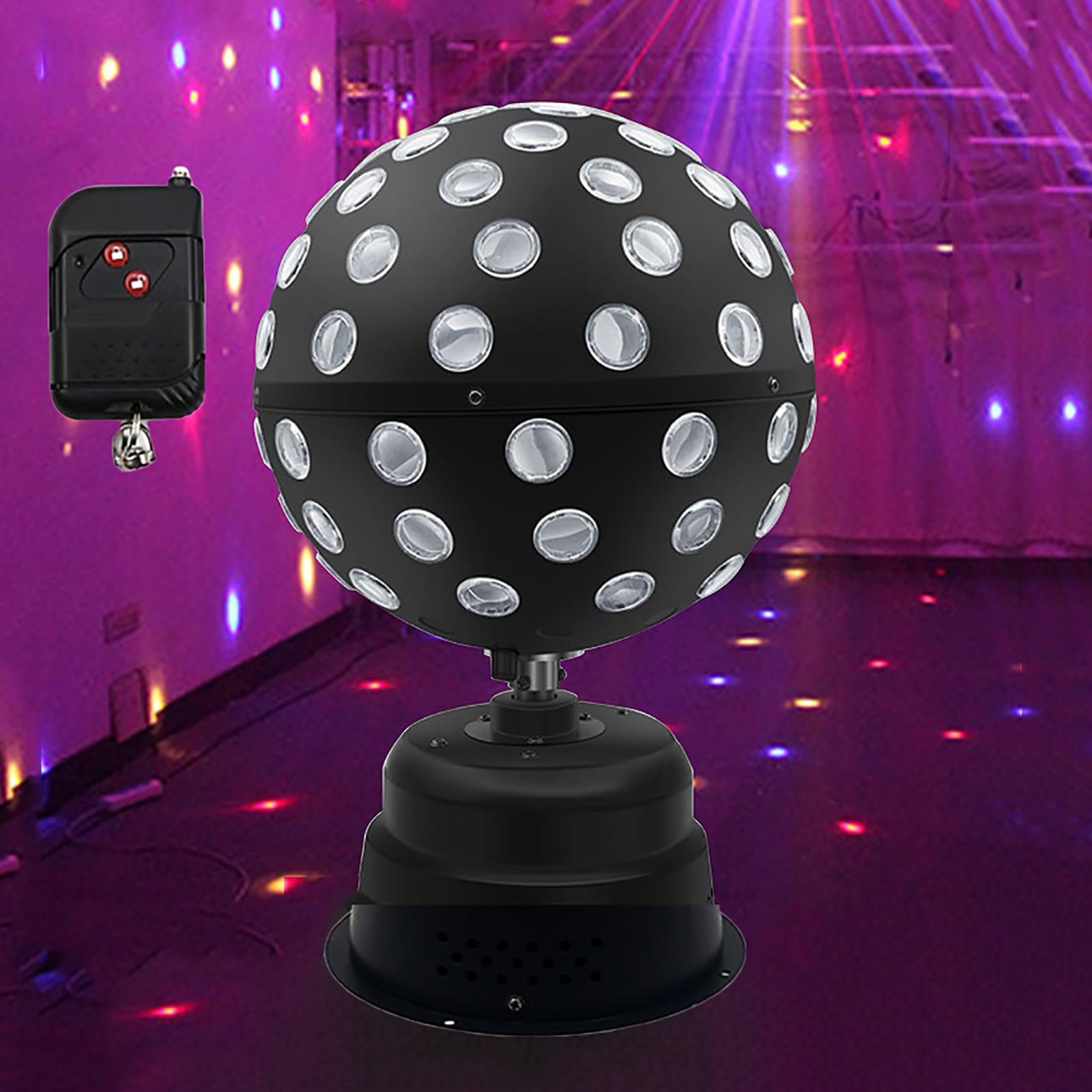 Discokugel-Licht, LED-Bühnenblitzlicht, Geräuschaktiviert Mit Fernbedienung Und 18 Lichtperlen, 360° Drehbar, Selbstfahrend Und Hängend/flach, Für Weihnachts-Rave/Heim-Karaoke/Tanz