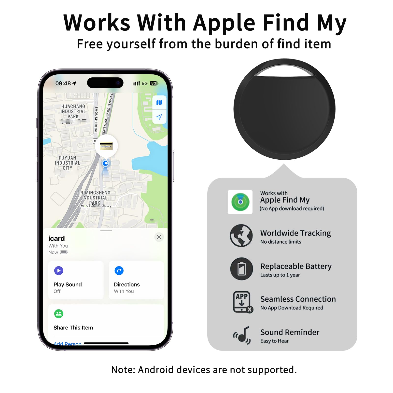 Air Tracker Tags 4 Pack Smart Tag Bluetooth Trackers Work with Apple Find My (iOS Only), Lightweight Tag Prevent Loss of Luggage Wallets Keys Bags,Replaceable Battery,IP67 Waterproof