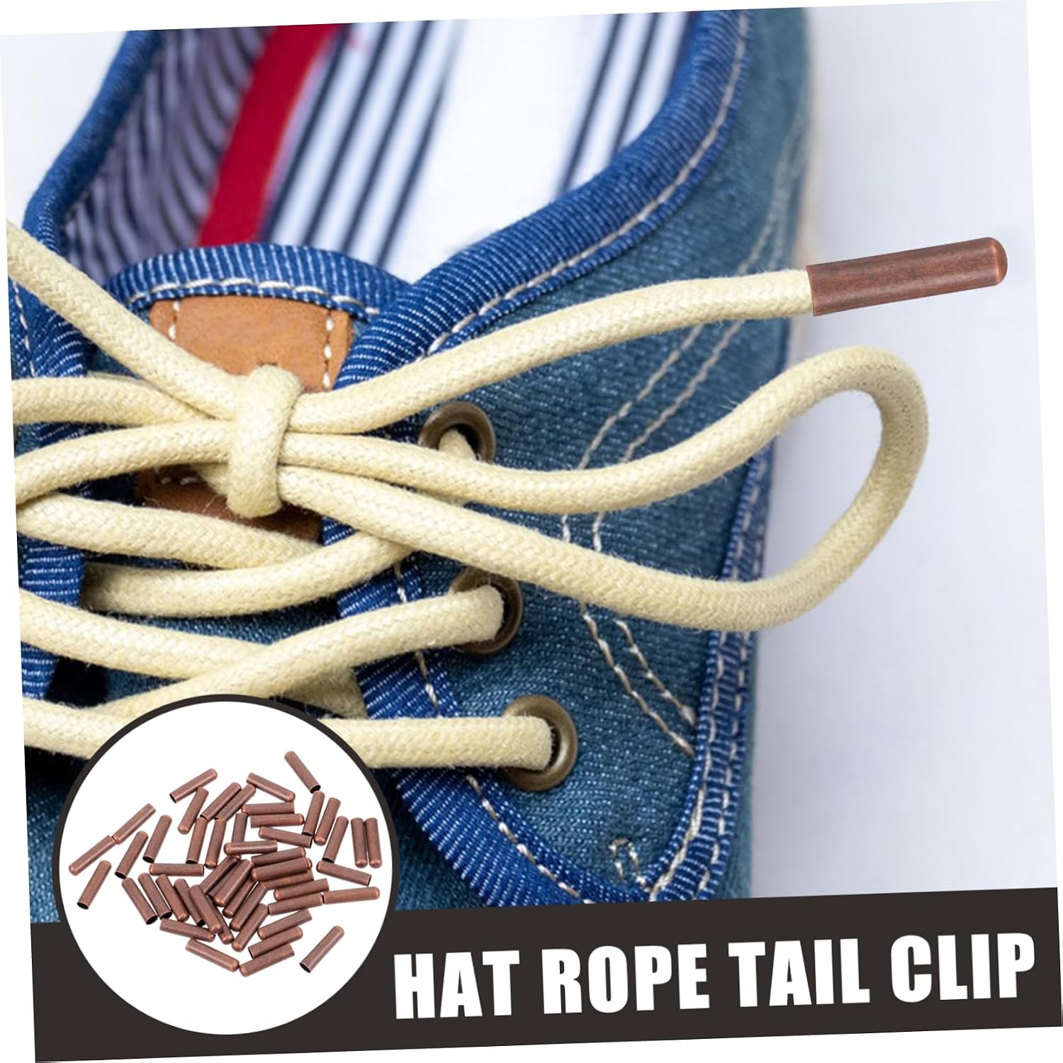 ERINGOGO 50pcs Metal Shoelace Tips DIY Shoelace Ends Boot Lace Fastener Clothing Lanyard Fastener Tail Clip