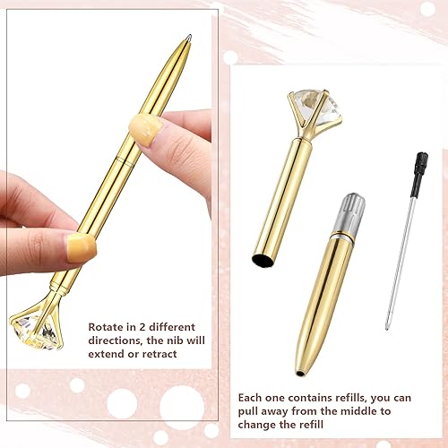 Miniatura 3 de 50 bolígrafos de diamantes de metal de cristal con tinta negra bonitos bolígrafos brillantes hermosos bolígrafos de boda para oficina y escuela