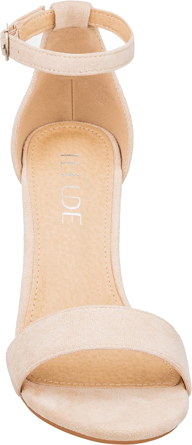 ILLUDE Women’s Open Toe Ankle Strap Chunky Block High Heel - Formal, Wedding, Party Classic Heeled Sandals - Ruby - Image 5