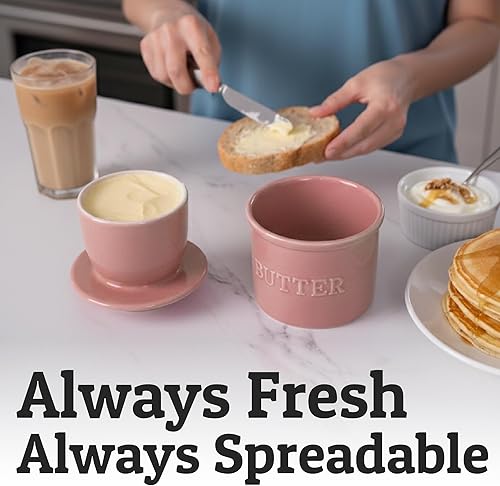Vista 4 de Priority Chef - Vasija de mantequilla francesa con tapa, Mantequilla para untar y mantener fresca, Mantequillera para dejar en la encimera, Plato
