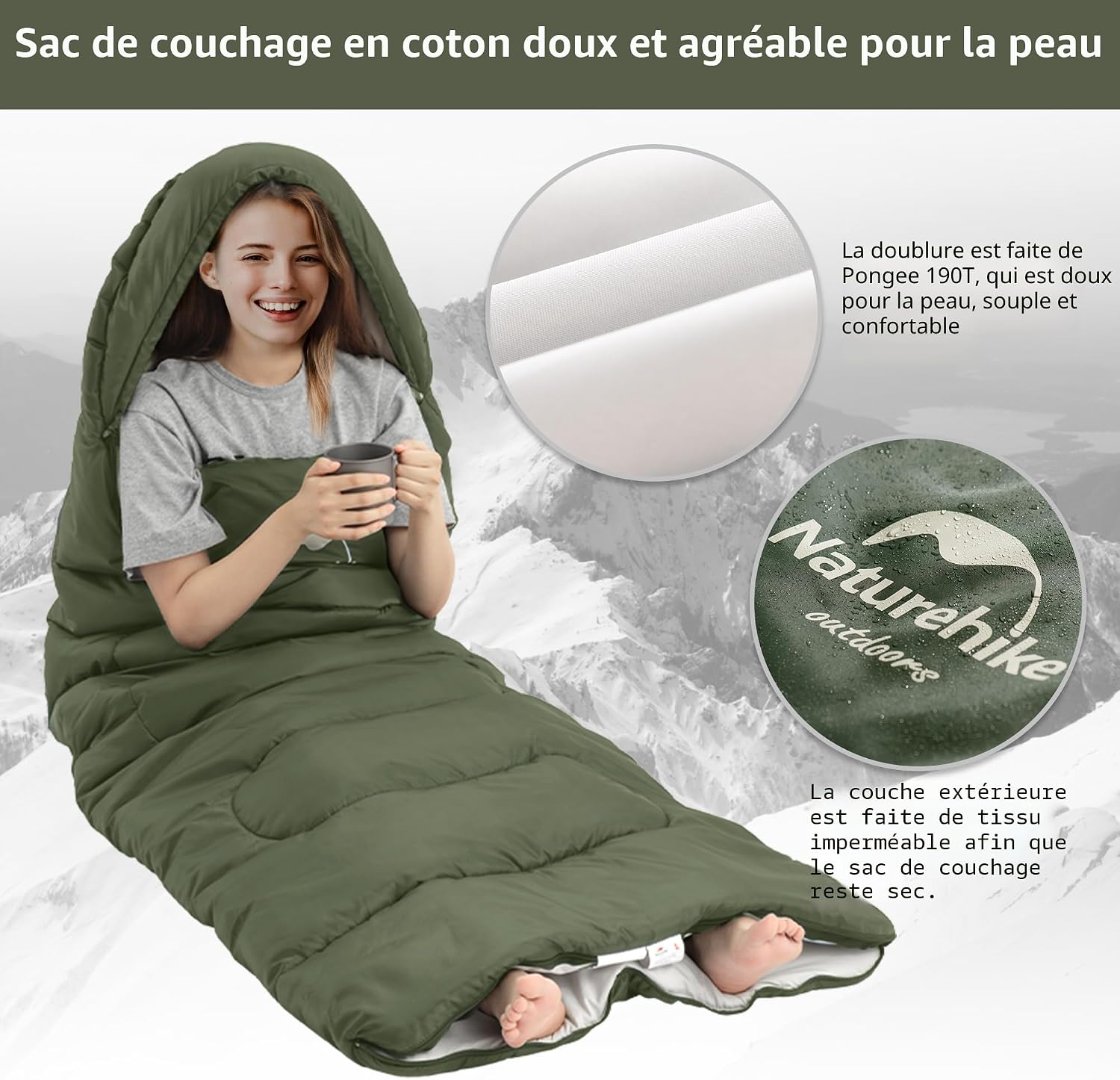 sac de couchage naturehike – vue détaillée