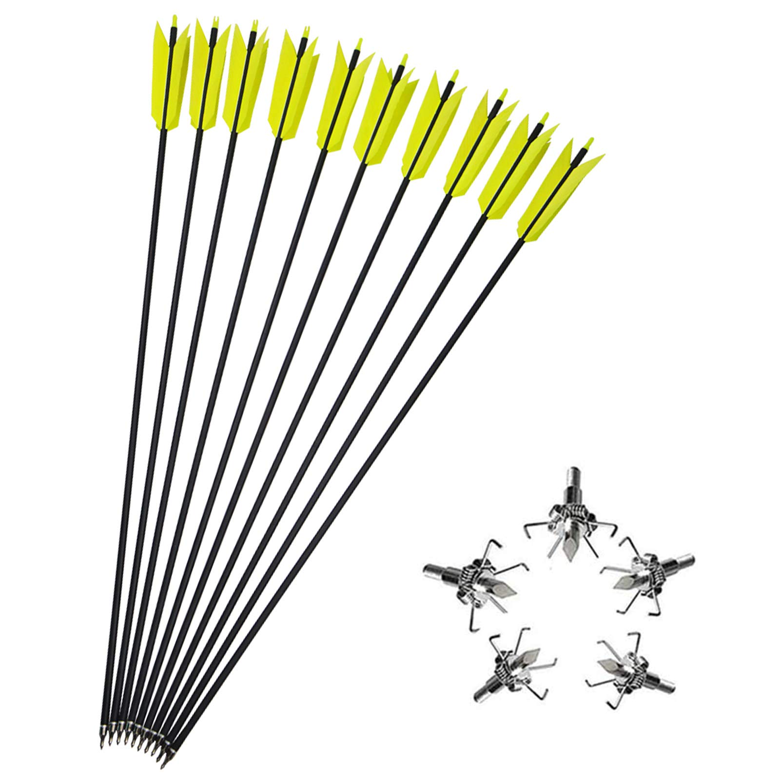 12pcs 30 Pollice tiro con L'Arco frecce in Carbonio Flu Flu Frecce Spina 400 Freccia con 4 Piume di Tacchino sostituibili Punte di Mira per Compound Arco ricurvo Caccia