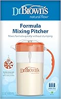 Vista 2 de Dr. Brown's Jarra mezcladora de fórmula para bebés con tapón ajustable, tapa de bloqueo y boquilla antigoteo, 32 onzas, sin BPA, naranja