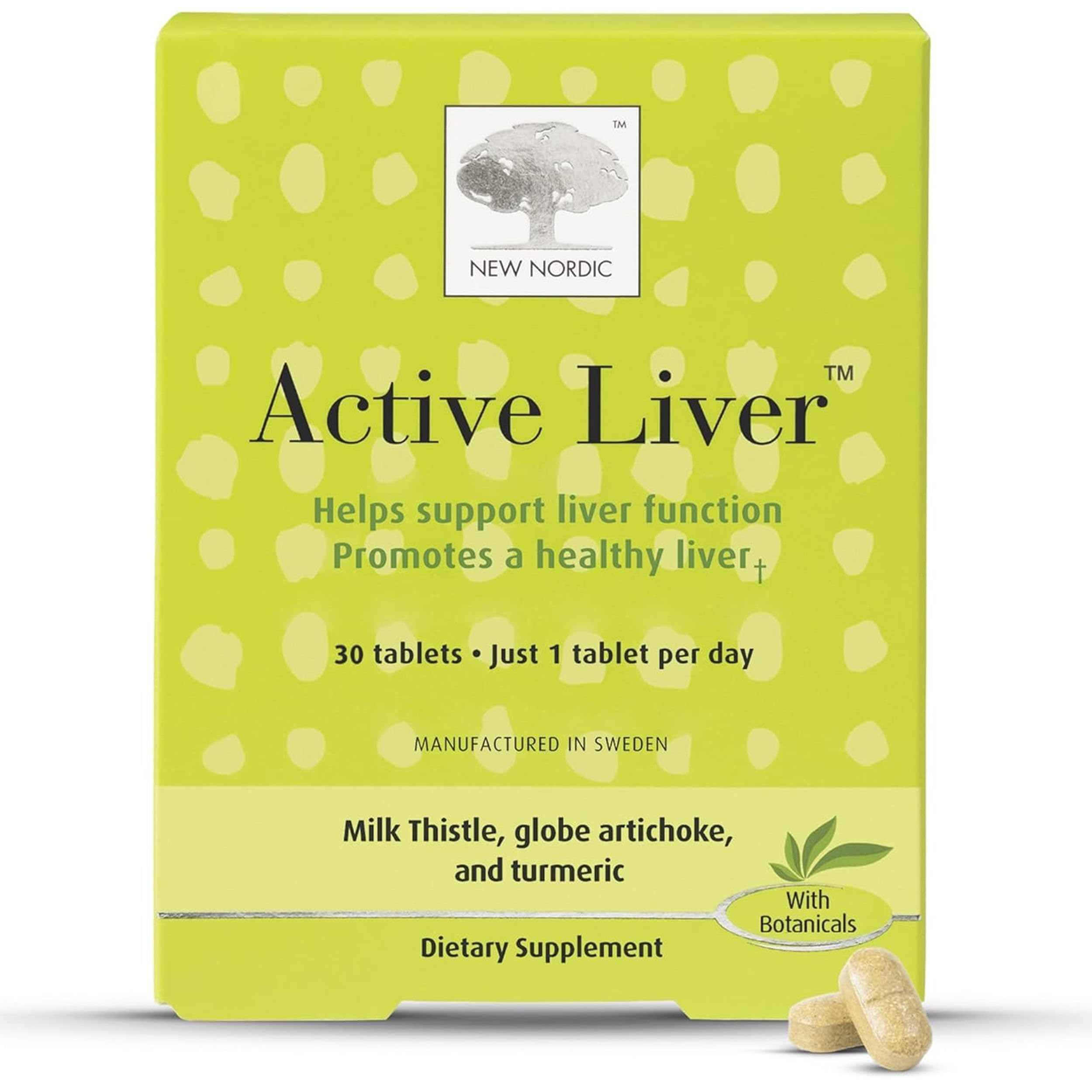 New Nordic Active Liver, 30 Tablets Daily Liver Detoxifier and Regenerator with Milk Thistle Extract, Artichoke Extract and Turmeric