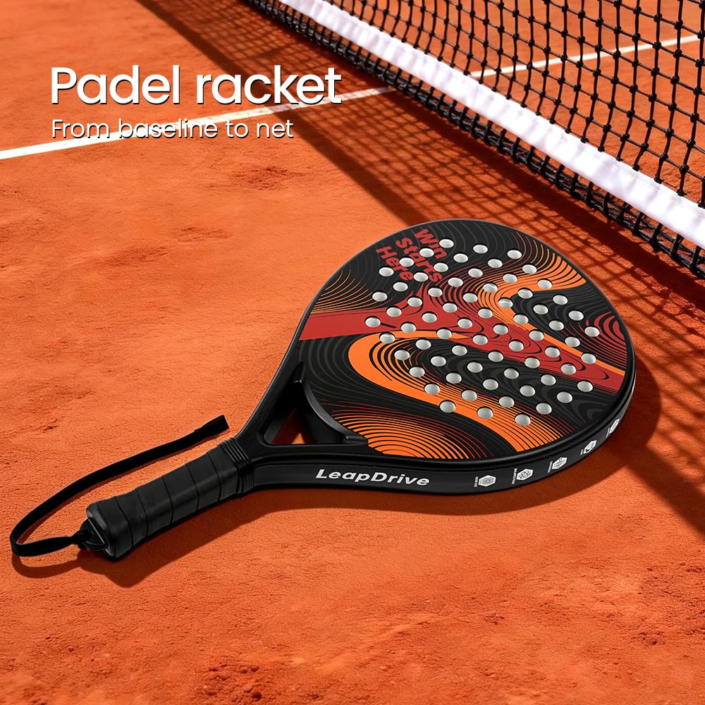 Racchetta da padel – miscela in fibra di carbonio con nucleo in schiuma EVA Memory Flex, racchetta singola + presa extra, 340 g