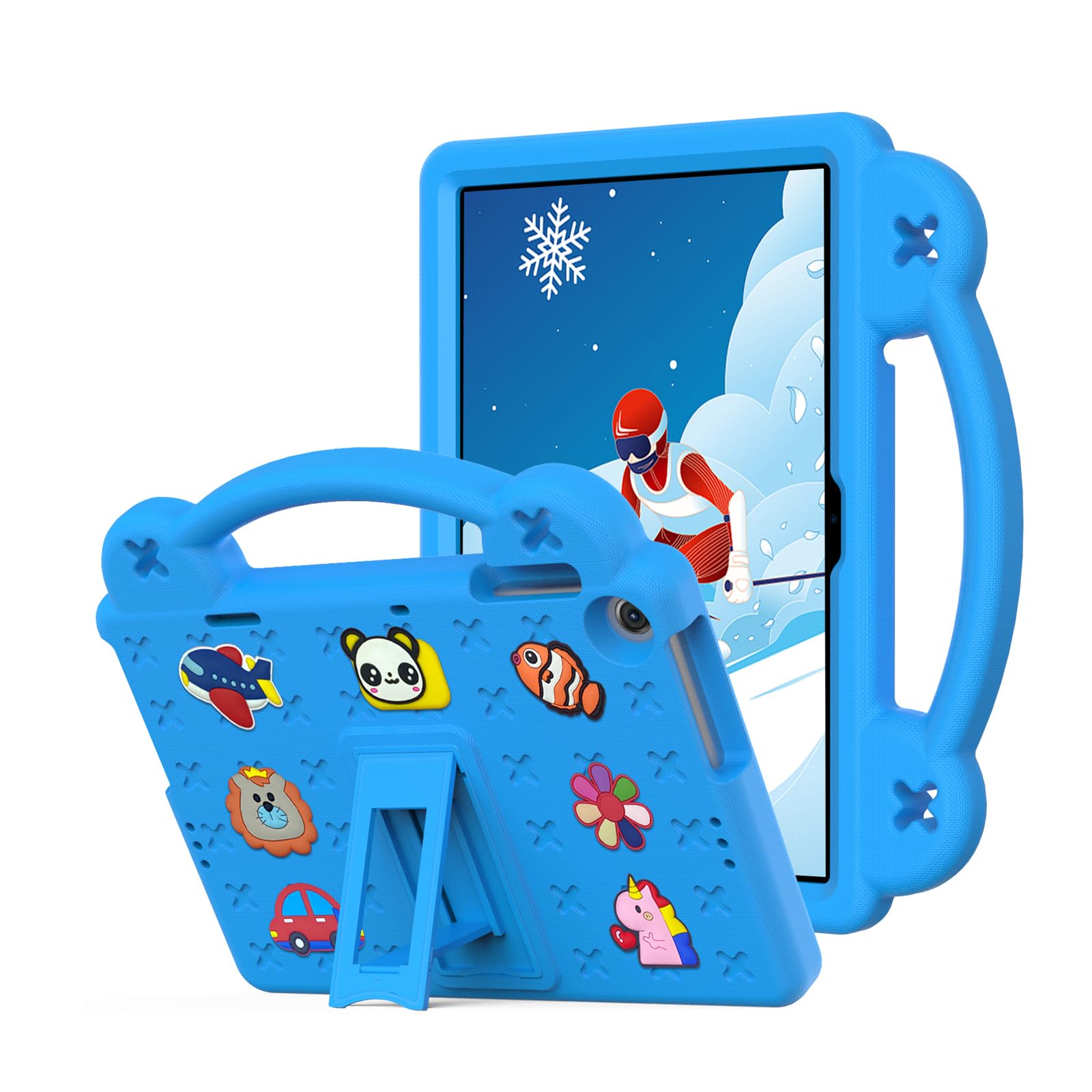 Custodia per tablet per Huawei MatePad T 10S da 10,1 pollici, in EVA, resistente, antiurto, con cavalletto pieghevole, custodia a forma di orsetto con tracolla per bambini