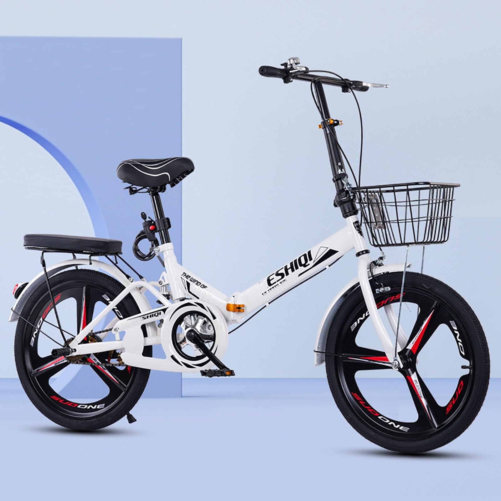 Klapprad Leichtgewicht 22/24 Zoll Erwachsenenfahrrad Kettenantrieb Leichter Aluminiumrahmen Reisefahrrad Unisex(B,22in)