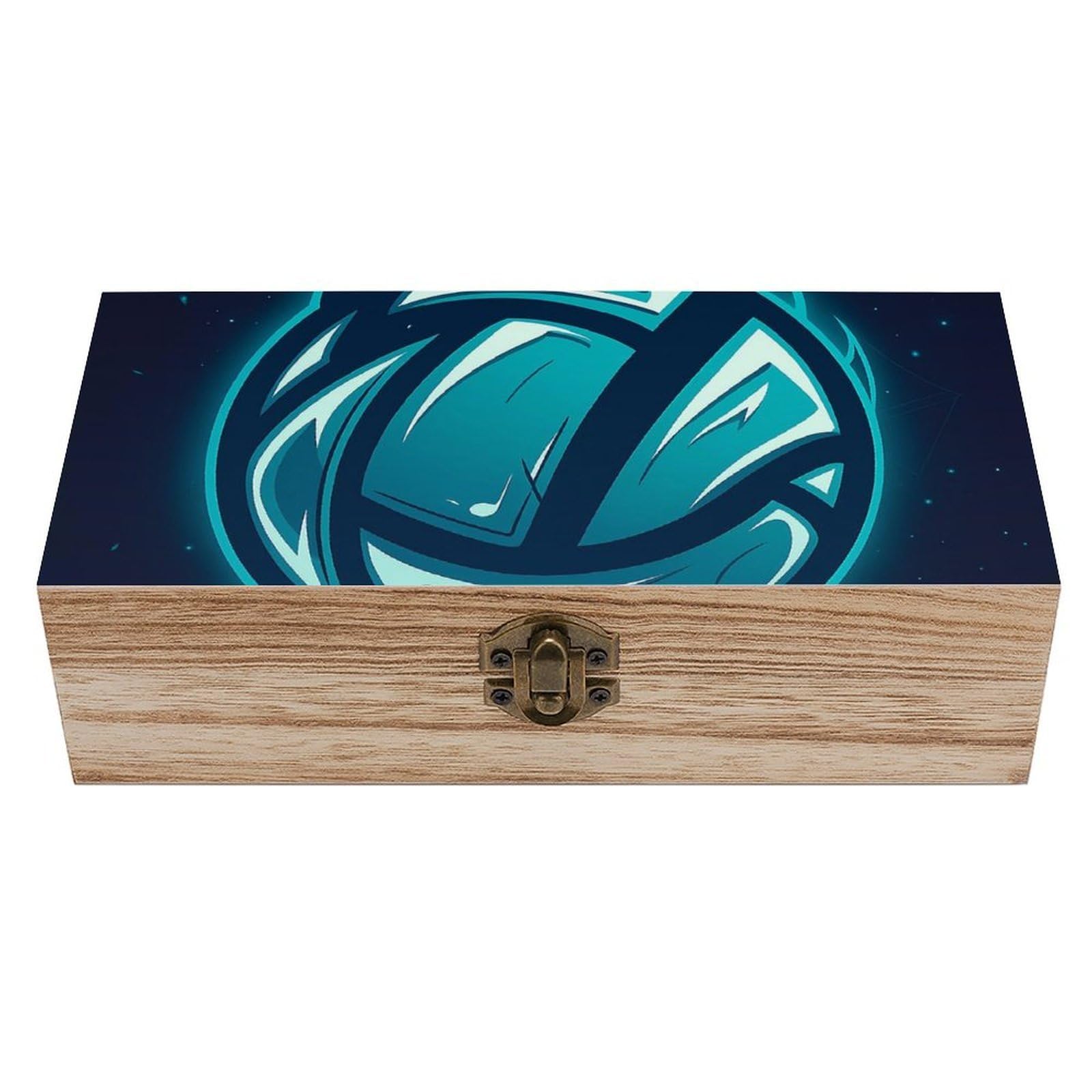 Oudrspo Galaxy Flaming Volleyball Retro Wooden Storage Box Keepsake Jewelry Decorative Art Storages Box Gift Boxs